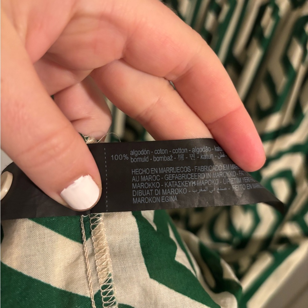 ZARA Green Geometric Print Midi Dress Bloggers Favorite Cotton Tiered Size Small - Picture 12 of 14
